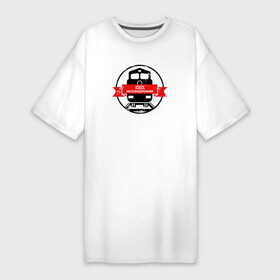 Платье-футболка хлопок с принтом Железнодорожник 100 в Белгороде,  |  | день железнодорожника | железнодорожник | локомотив | поезд | праздник | рельсы