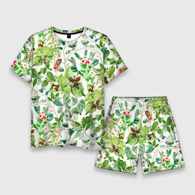 Мужской костюм с шортами 3D с принтом Яркие Зелёные Цветы в Белгороде,  |  | flowers | summer | букет | зелёный | лето | природа | растение | сад | садоводство | флора | цветы