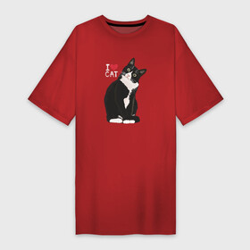 Платье-футболка хлопок с принтом Я люблю котиков в Белгороде,  |  | животное | кот | котик | котэ | кошка