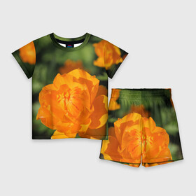 Детский костюм с шортами 3D с принтом Оранжевый сад в Белгороде,  |  | бубенчик | бубенчики | дача | красота | лепесток | лето | огород | оранжевый | природа | растение | сад | участок | фазенда | цветение | цветовод | цветоводство | цветок | цветы