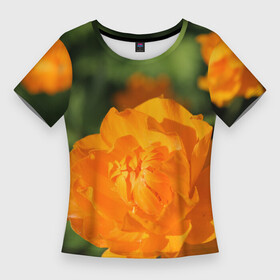 Женская футболка 3D Slim с принтом Оранжевый сад в Белгороде,  |  | бубенчик | бубенчики | дача | красота | лепесток | лето | огород | оранжевый | природа | растение | сад | участок | фазенда | цветение | цветовод | цветоводство | цветок | цветы