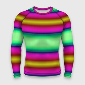Мужской рашгард 3D с принтом Разноцветный неоновый полосатый узор в Белгороде,  |  | Тематика изображения на принте: зеленый | неоновый | полосатый узор | разноцветный узор | розовый
