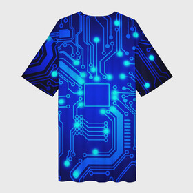 Платье-футболка 3D с принтом Цветная микросхема в Белгороде,  |  | Тематика изображения на принте: beautiful | blue | chip | color | luminous board | neon | wiring diagram | красивый | неон | светящаяся плата | синий | цветной | чип | электросхема