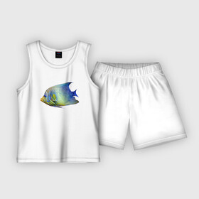 Детская пижама с шортами хлопок с принтом Тропическая разноцветная рыба в Белгороде,  |  | color | fin | fish | summer | tail | tropics | лето | плавник | рыба | тропики | хвост | цвет