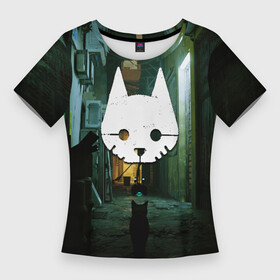 Женская футболка 3D Slim с принтом Бродяга во дворе в Белгороде,  |  | cat | game | games | бездомный | бродяга | игра | игры | кот | котёнок | стрей | стрэй