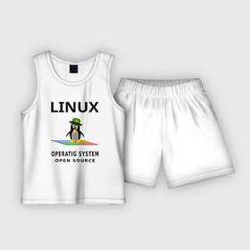 Детская пижама с шортами хлопок с принтом Пингвин линукс в Белгороде,  |  | linux | penguin | text linux | линукс | пингвин | текст | текст линукс