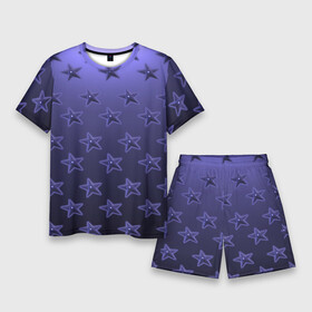 Мужской костюм с шортами 3D с принтом Ночное небо: блестящие звезды в Белгороде,  |  | 3д | блеск | блестящий | геометрия | градиент | звезды | небо | ночь | паттерн | перламутровый | симметрия | синий