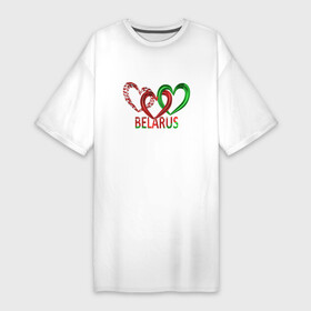 Платье-футболка хлопок с принтом Беларусь: флаг из сердечек в триколоре в Белгороде,  |  | 3д | беларусь | путешествие | сердечки | туризм | флаг
