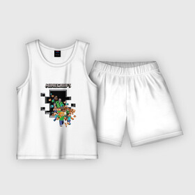Детская пижама с шортами хлопок с принтом Логотип Майнкрафт в Белгороде,  |  | арт | игра | логотип | майнкрафт | принт