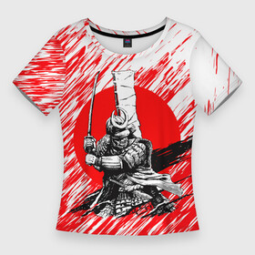 Женская футболка 3D Slim с принтом Самурай в стойке на крови в Белгороде,  |  | ninja | samurai | буке | воин | вояк | мононофу | мститель | мушя | ниндзя | сабурай | самурай | слуга | солдат | цувамоно