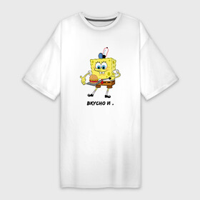 Платье-футболка хлопок с принтом Спанч Боб  вкусно и в Белгороде,  |  | spongebob | губка боб | квадратные штаны | мультфильмы | спанч боб
