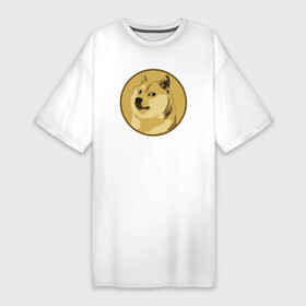 Платье-футболка хлопок с принтом Пёсик Доге в круге в Белгороде,  |  | coin | crypto | cryptocurrency | dog | doge | dogecoin | meme | memes | money | puppy | sweethuman | sweethumen | деньги | доге | догекоин | дож | крипто | криптовалюта | мем | мемы | монета | пёс | песик | собака | собачка | щенок