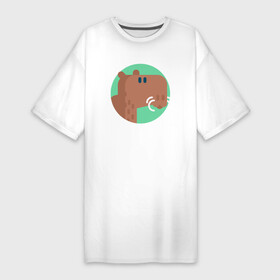 Платье-футболка хлопок с принтом Милая капибара в круге в Белгороде,  |  | abstraction | animal | capybara | colors | meme | memes | surrealism | sweethuman | sweethumen | абстракция | арт | графика | животное | искусство | капибара | мем | мемы | разноцветный | сюрреализм | узоры | цвета
