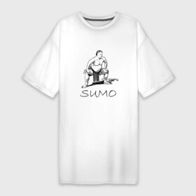 Платье-футболка хлопок с принтом Сумо минимализм в Белгороде,  |  | sumo | боевые искусства | борец сумо | борьба сумо | единоборства | рикиси | сумо | сумоист