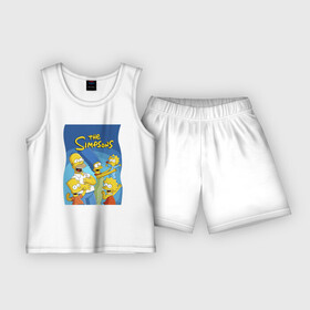 Детская пижама с шортами хлопок с принтом Семейка Симпсонов  Гомер, Мардж и их отпрыски в Белгороде,  |  | bart | cartoon | family | homer | lisa | maggie | marge | simpsons | барт | гомер | лиза | мардж | мультфильм | мэгги | семья | симпсоны