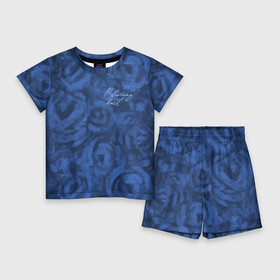Детский костюм с шортами 3D с принтом Цветущее сердце синие абстрактные розы в Белгороде,  |  | Тематика изображения на принте: абстрактный | леттеринг | надпись | розы | синий | текстура | цветущее сердце | цветы