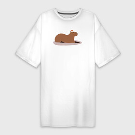 Платье-футболка хлопок с принтом Капибара лежит вместе с птичкой в Белгороде,  |  | animal | capybara | meme | memes | sweethuman | sweethumen | абстракция | арт | графика | животное | искусство | капибара | мем | мемы | разноцветный | сюрреализм | узоры | цвета
