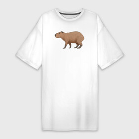 Платье-футболка хлопок с принтом Капибара на пути к цели в Белгороде,  |  | animal | capybara | meme | memes | sweethuman | sweethumen | абстракция | арт | графика | животное | искусство | капибара | мем | мемы | разноцветный | сюрреализм | узоры | цвета
