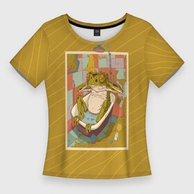 Женская футболка 3D Slim с принтом Отдыхающая лягуха в Белгороде,  |  | frog | ванная | жаба | лягуха | лягушка | отдых