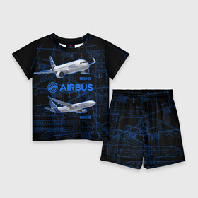 Детский костюм с шортами 3D с принтом Airbus A320 в Белгороде,  |  | Тематика изображения на принте: airbus a320 | aircraft | drawings | fly | medium haul | narrow body | летит | самоллет | среднемагистральный | узкофюзеляжный | чертежи
