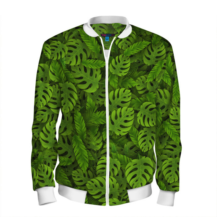 Мужской бомбер 3D Тропические листья фото