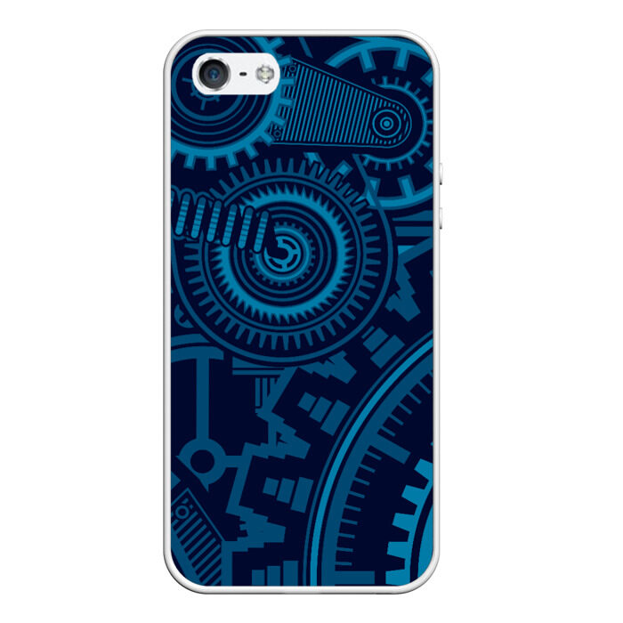 Чехол для iPhone 5/5S матовый Steampunk Mechanic Blue фото