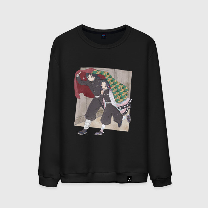 Мужской свитшот хлопок Kimetsu no yaiba прячет под плащем фото