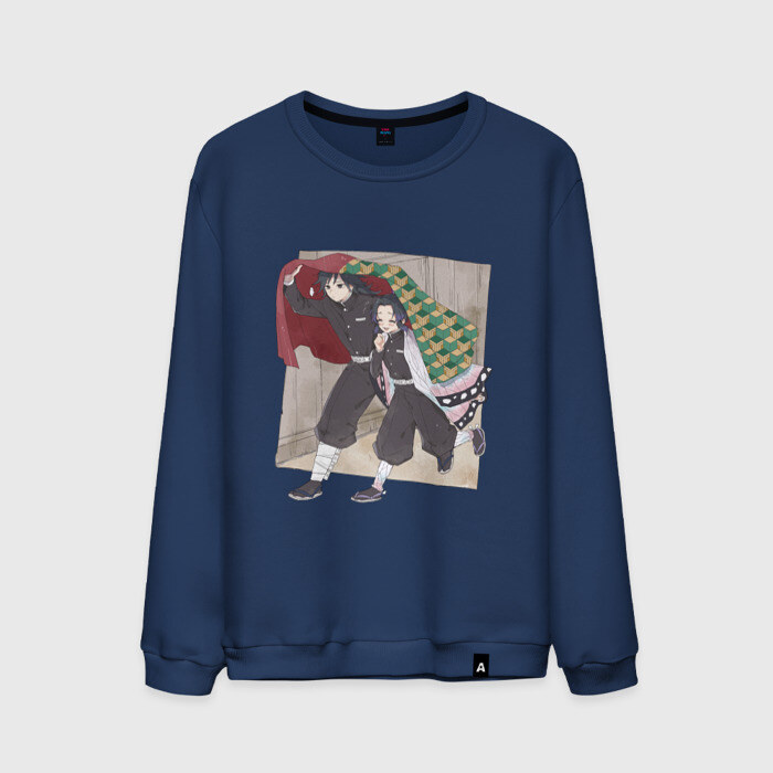 Мужской свитшот хлопок Kimetsu no yaiba прячет под плащем фото