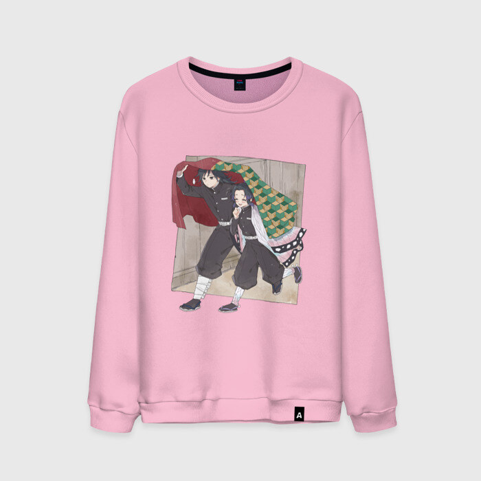 Мужской свитшот хлопок Kimetsu no yaiba прячет под плащем фото