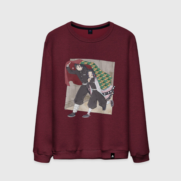 Мужской свитшот хлопок Kimetsu no yaiba прячет под плащем фото