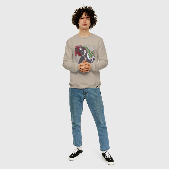 Мужской свитшот хлопок Kimetsu no yaiba прячет под плащем фото