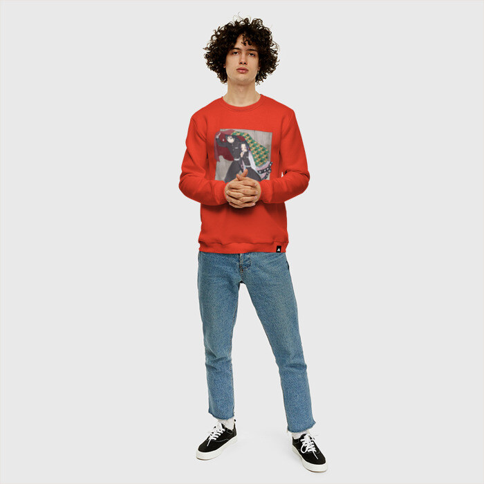 Мужской свитшот хлопок Kimetsu no yaiba прячет под плащем фото