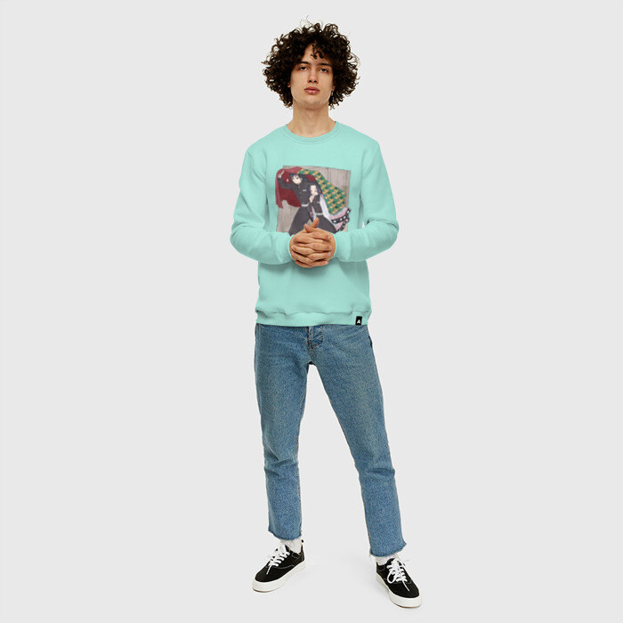 Мужской свитшот хлопок Kimetsu no yaiba прячет под плащем фото