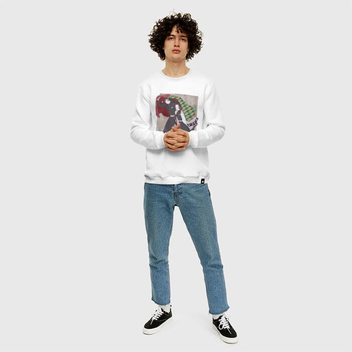 Мужской свитшот хлопок Kimetsu no yaiba прячет под плащем фото