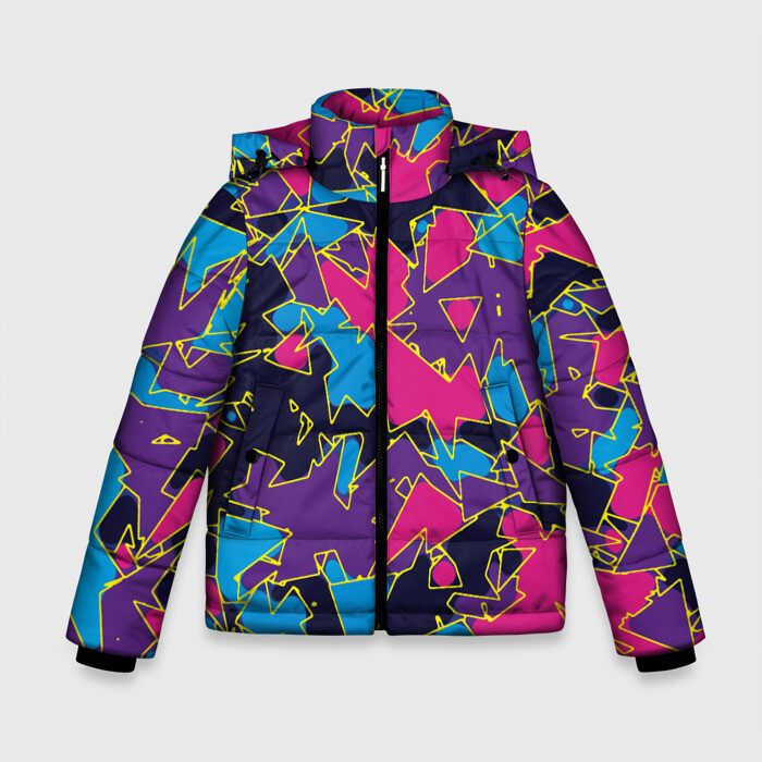 Зимняя куртка для мальчиков 3D Геометрическая абстракция фото