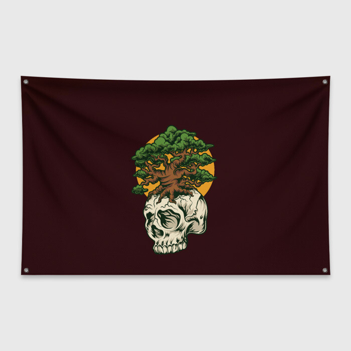 Флаг-баннер Дерево растущее из черепа фото